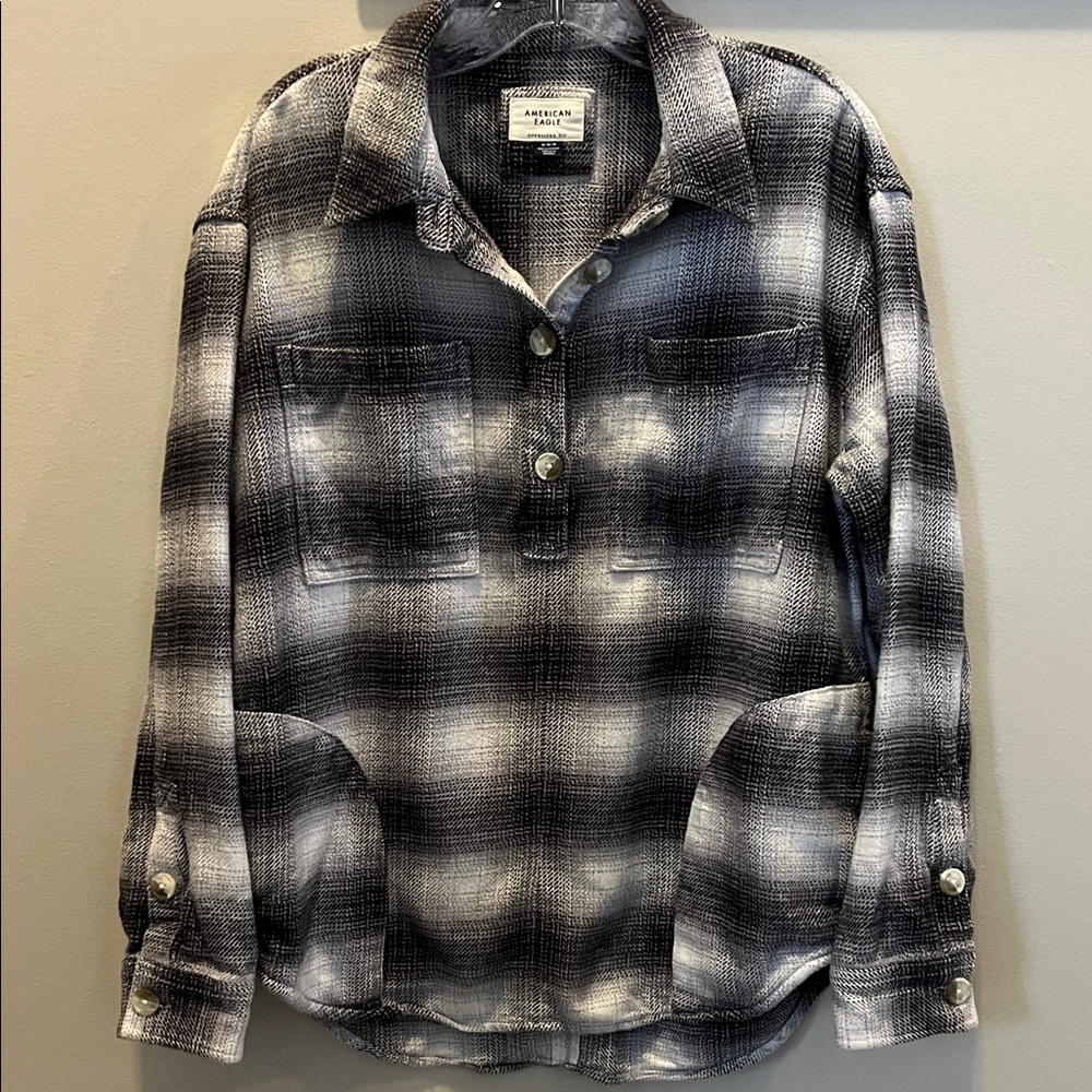 American Eagle Oversized Brushed Cotton Flannel Popover size medium
